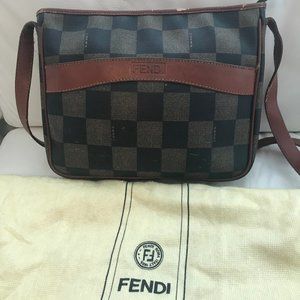 Vintage Fendi Brown and Black coated canvas bag
